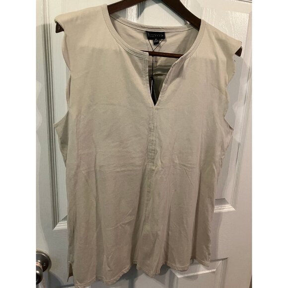 Bobeau Collection 100% Cotton Beige Blouse Top Sleeveless Size M - Picture 1 of 14